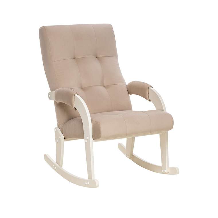  Кресло-качалка Спринг в обивке из велюра бежевого цвета 
