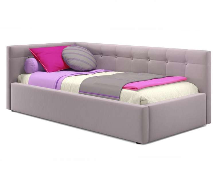 Кровать Bonna 90х200 лилового цвета с подъемным механизмом и матрасом 