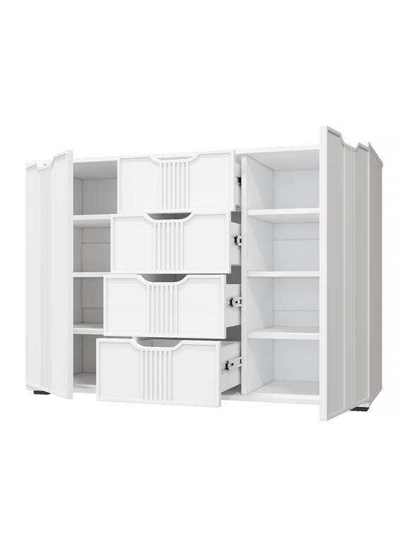 Комод Эмилия ЭЛ-21 цвет белый структурный/меренга