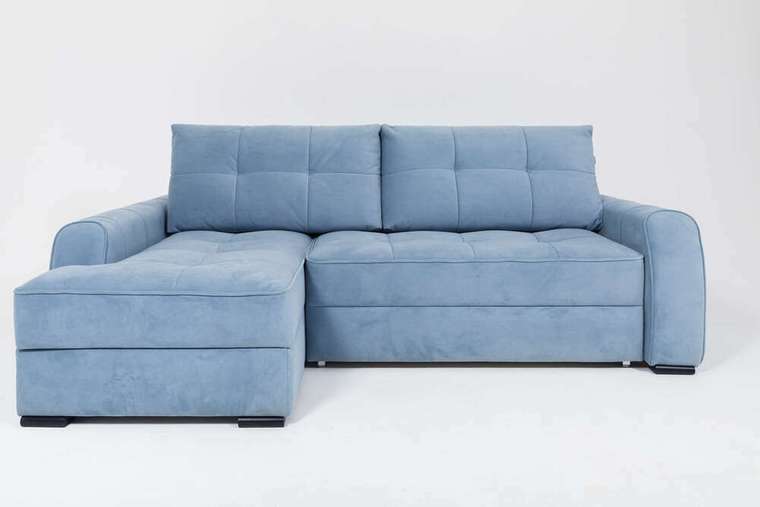 Угловой диван-кровать Soft II голубого цвета (левый)