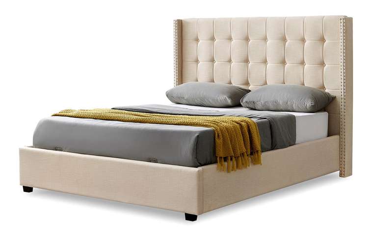 Кровать с подъемным механизмом Vivien 160x200 бежевого цвета