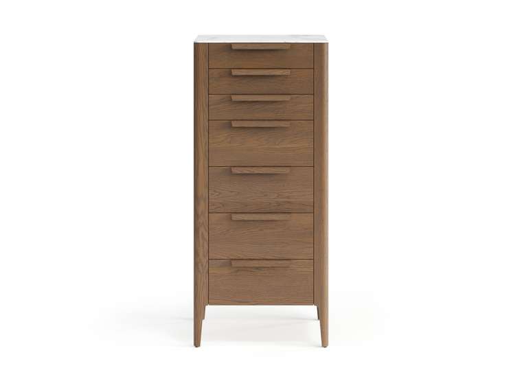 Комод Piega 7 в цвете дуб туманный матовый со столешницей в отделке мрамор керамогранит