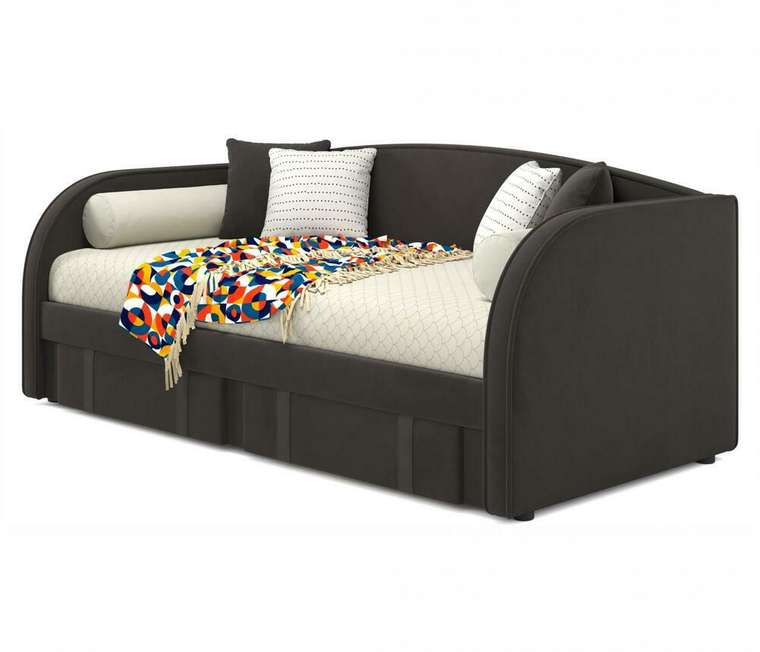 Кровать с ортопедическим основанием и матрасом Elda 90х200 коричневого цвета