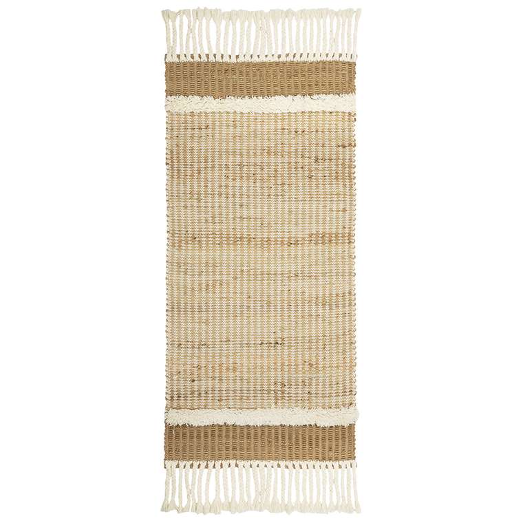 Ковер из джута и шерсти Mumbai из коллекции Ethnic 70x160 бежевого цвета