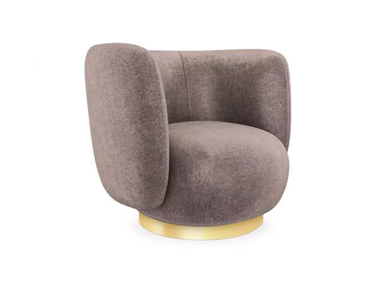 Кресло Lucca вращающееся коричневого цвета с золотым основанием 