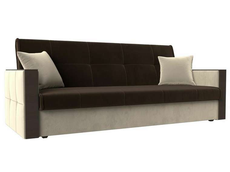 Прямой диван-кровать Валенсия коричнево-бежевого цвета
