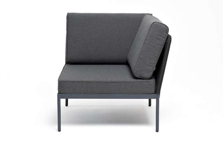 Модуль диванный угловой плетеный из роупа Касабланка темно-серого цвета