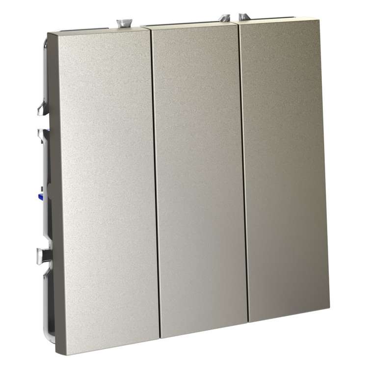 Выключатель встраиваемый VOLTUM S70 трехклавишный 10А, (шелк)