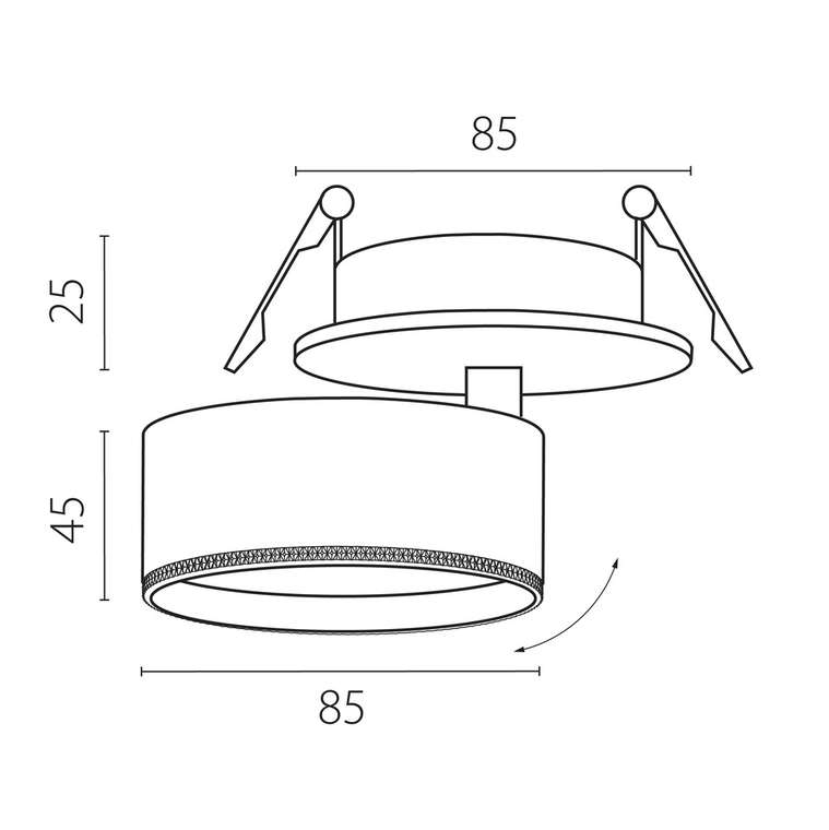Светильник ALTA PRO встраиваемый LED 15W 1700LM 36G БЕЛЫЙ 3000K со встр. чашей (215536 + 215006 + 215000-15)