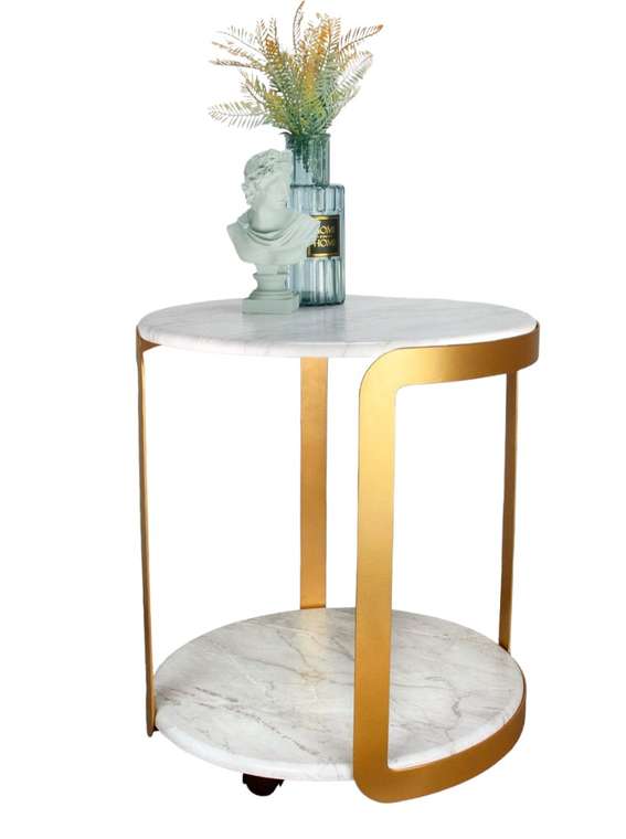 Кофейный столик Callisto М бело-золотого цвета