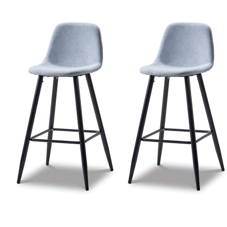 Комплект из двух барных стульев Cowboy blue/black голубого цвета