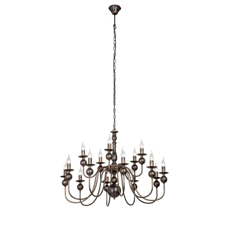 Люстра подвесная Vitaluce V1847-7/15 , 15 ламп 45м2, Е14, 40Вт, цвет чёрный с бронзой.