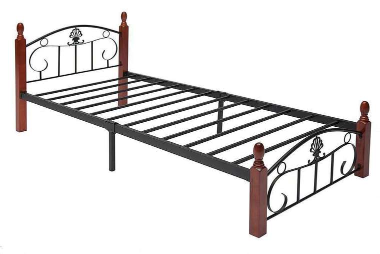 Кровать металлическая Румба 90х200 черно-коричневого цвета