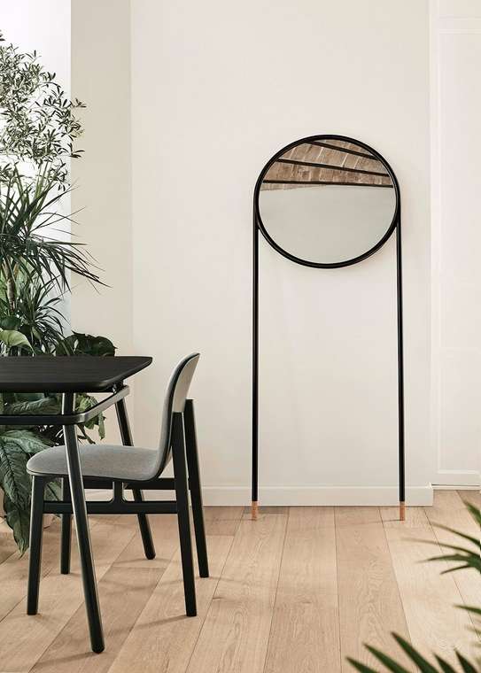 Настенное зеркало Circular Mirror Negro черного цвета
