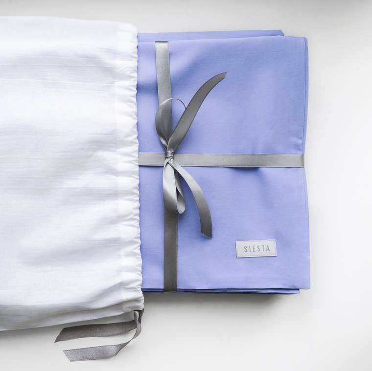 Комплект постельного белья стандарт с простыней на резинке 160х200 Индиго