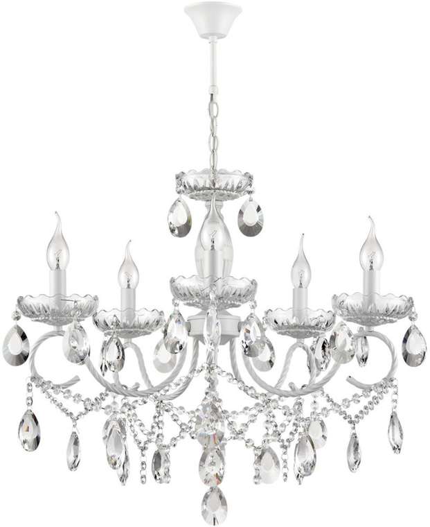 Подвесная люстра Lumion Snow 8189/5 белый, металл/хрусталь E14 5*40W 220V подсвечник с подвесками