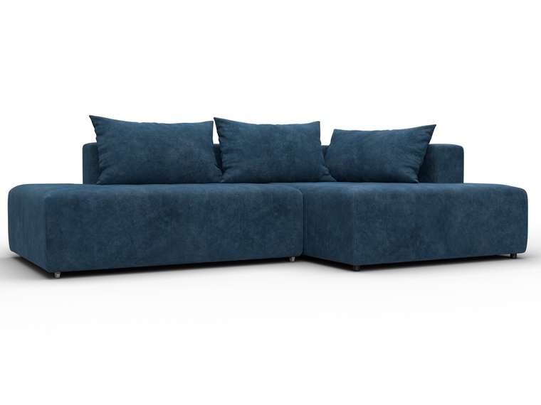 Угловой диван-кровать Лига-103 синего цвета правый