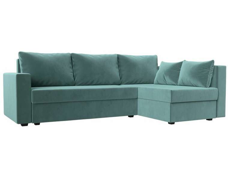 Угловой диван-кровать Мансберг бирюзового цвета правый угол