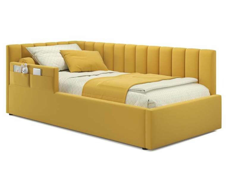 Кровать Milena 90х200 желтого цвета с подъемным механизмом