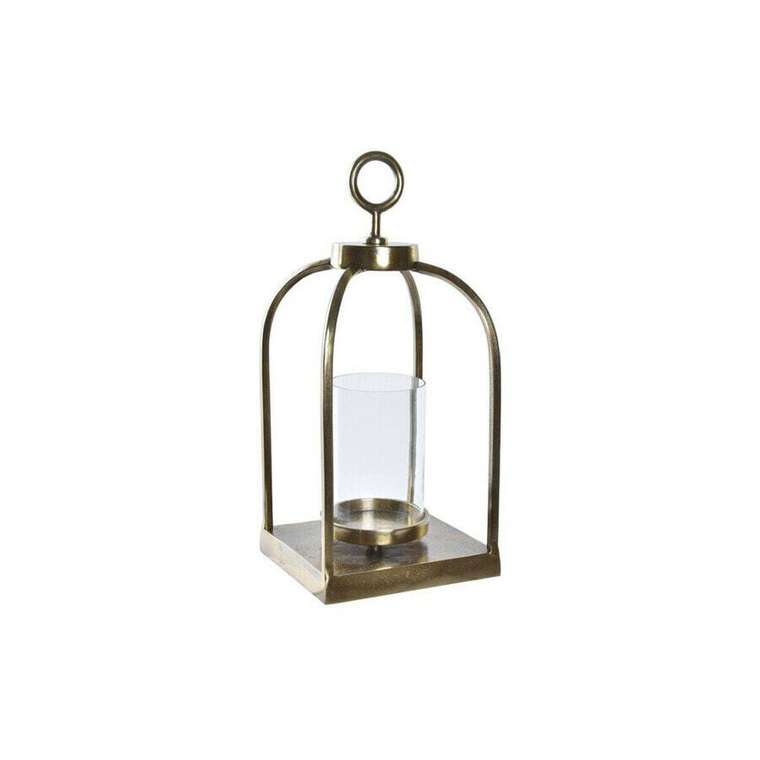 Фонарь DKD Home Decor Стеклянный Позолоченный Алюминий (19 x 19 x 43 cm)