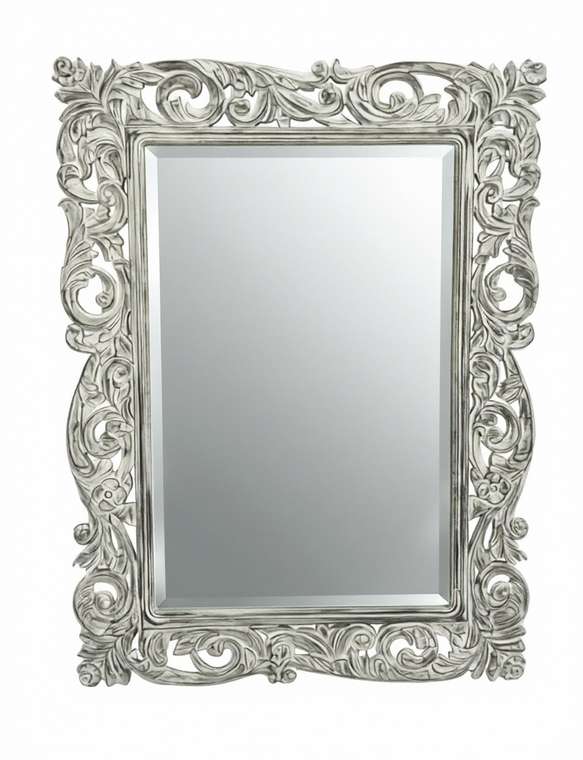 Настенное зеркало White Black Antique 90х120 в серебристой раме