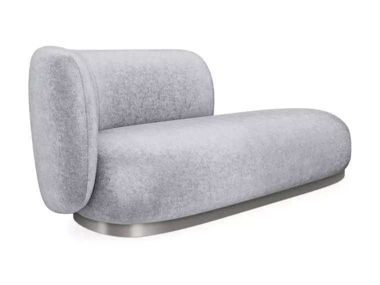 Кушетка-диван Lucca светло-серого цвета с металлической серой лентой левая