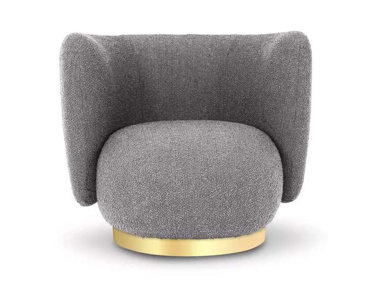 Кресло Lucca серого цвета с золотым основанием
