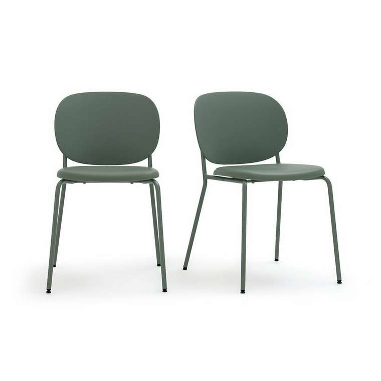 Комплект из двух стульев с полипропиленовым покрытием Bertille зеленого цвета