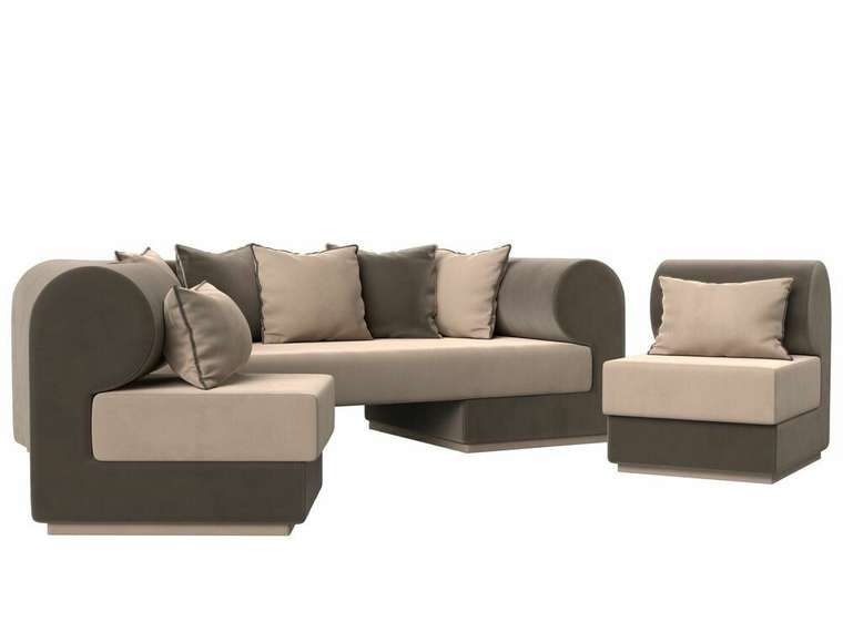 Набор мягкой мебели Кипр 3 коричнево-бежевого цвета