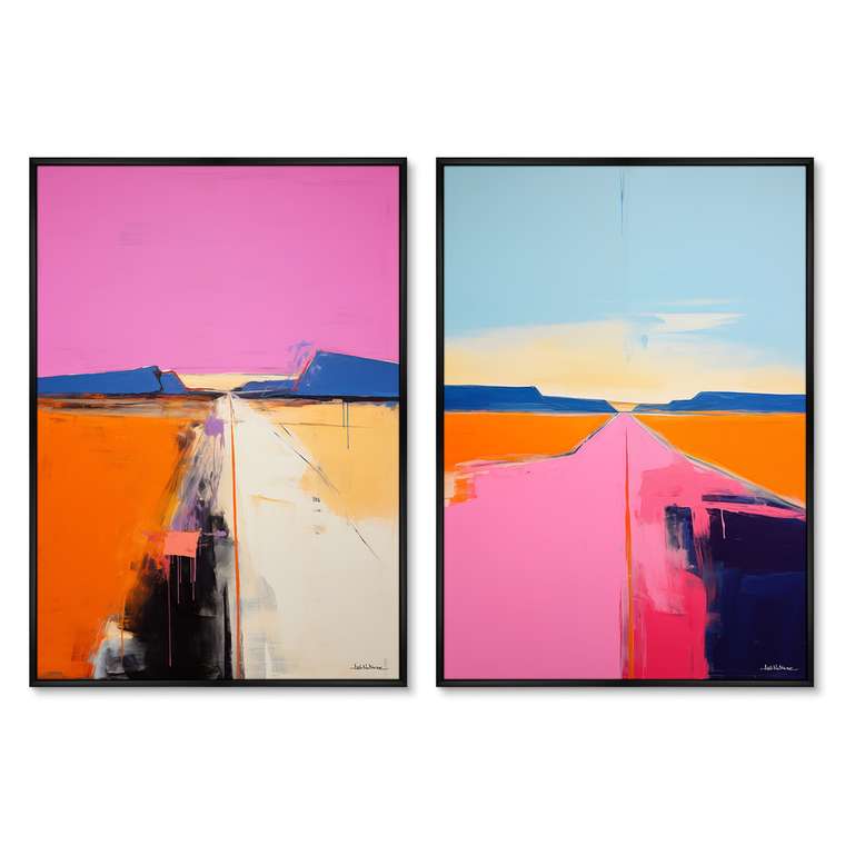 Набор из двух репродукций картин Landscape collection, Lines of sunset, 2024г.