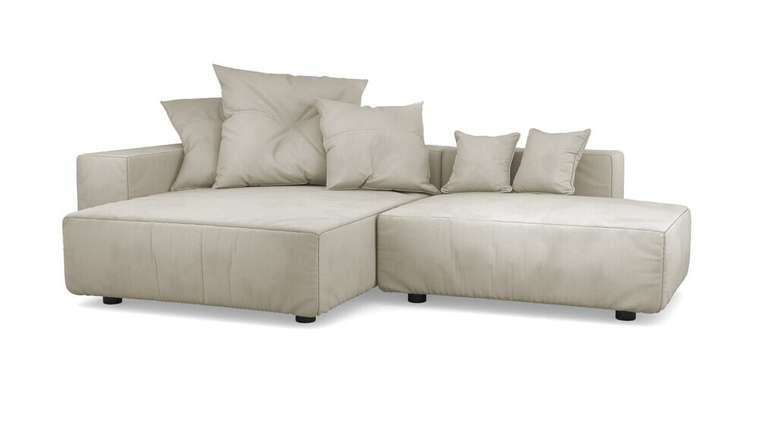 Угловой диван с оттоманкой Санторини белого цвета
