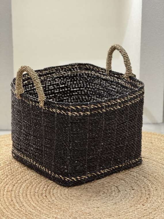 Корзина плетеная Olive Black 42х43 из натурального бананового волокна