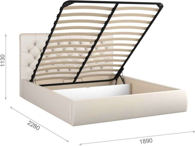Кровать с подъемным механизмом Беатриче 180х200 светло-бежевого цвета