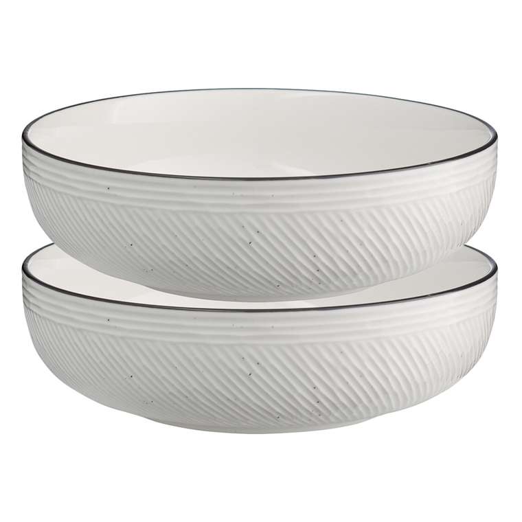 Набор из двух глубоких тарелок Contour белого цвета