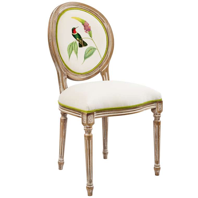 Стул Птица драгоценности с принтом 11 бежевого цвета