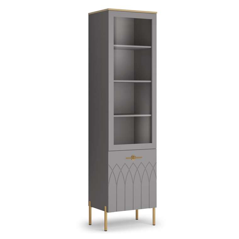 Книжный шкаф Капри-2 серого цвета левый