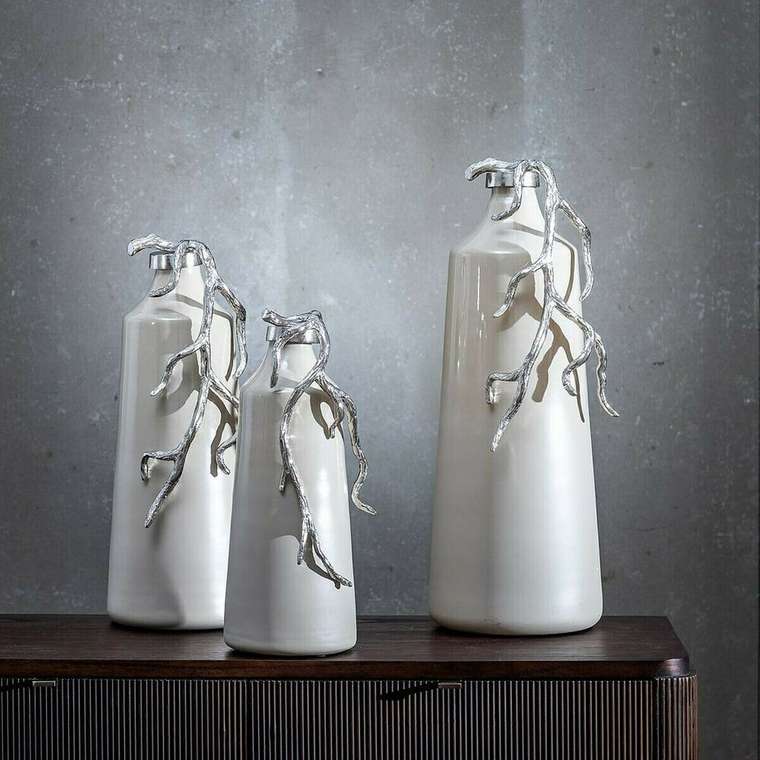 бутылка Бежевый Серебристый Алюминий Стеклянный 17 x 16 x 44 cm Декоративный