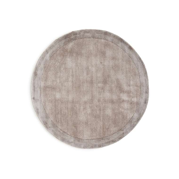 Ковер из тенселя круглый сотканный вручную Burada 250х250 серого цвета