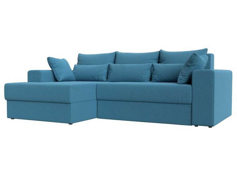 Угловой диван-кровать Майами голубого цвета левый угол