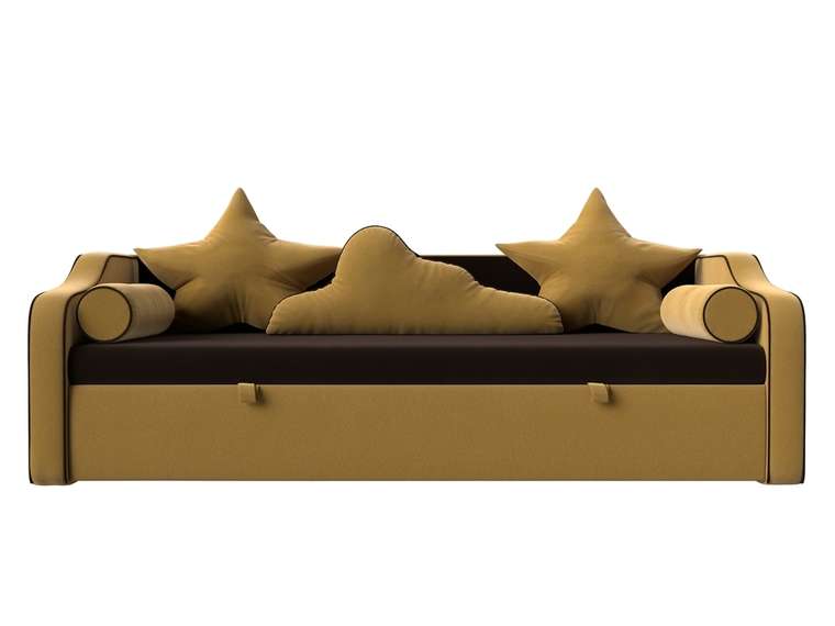 Прямой диван-кровать Рико желто-коричневого цвета