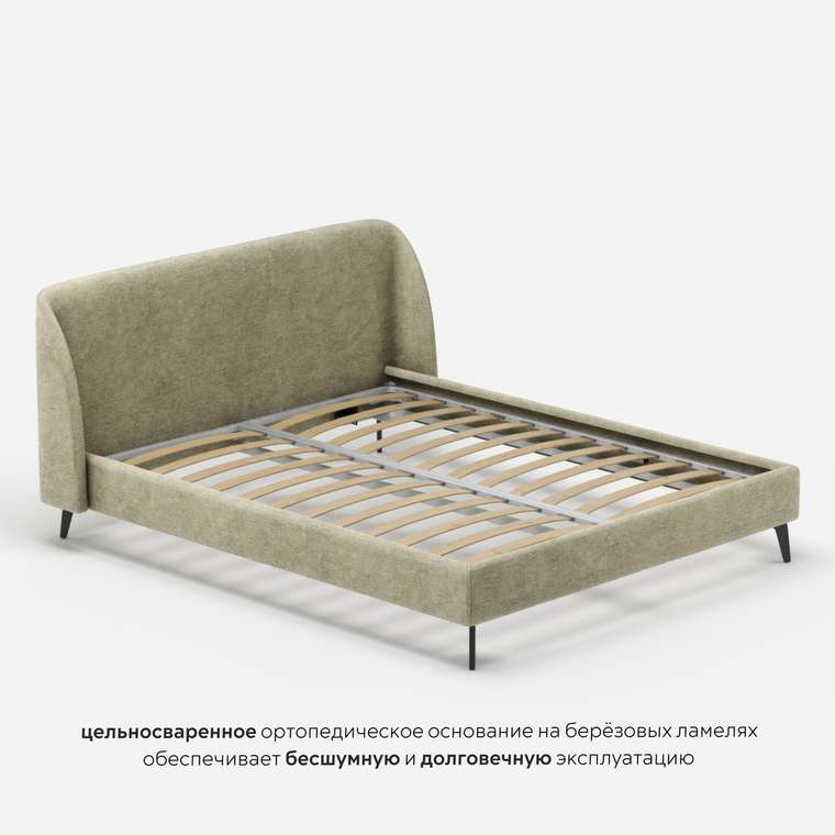 Кровать Мосс 160х200 светло-зеленого цвета без подъемного механизма