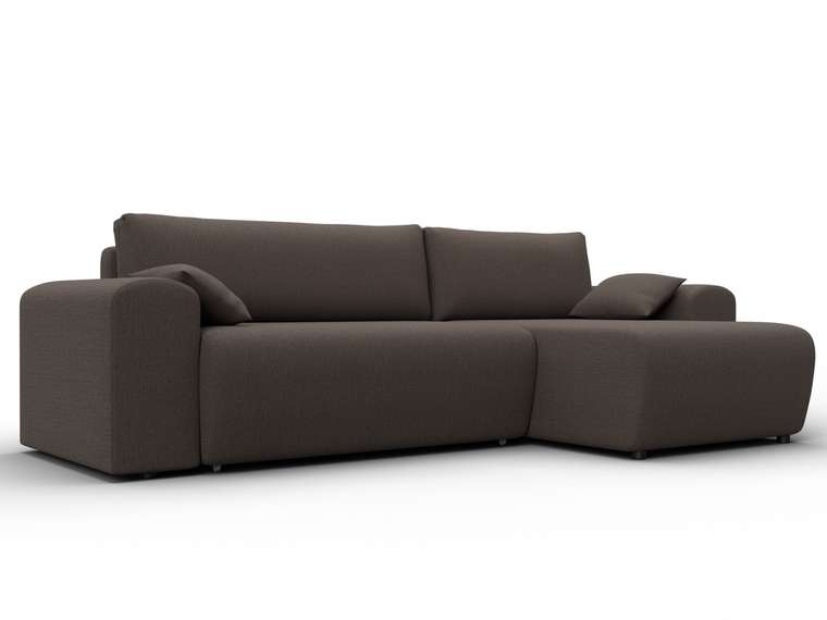 Угловой диван-кровать Лига-099 коричневого цвета