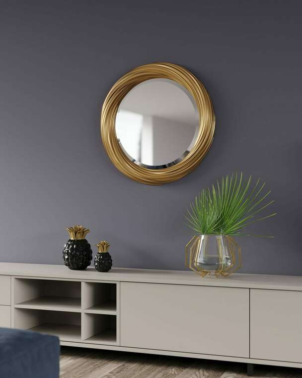 Настенное зеркало ArteL D70 золотого цвета