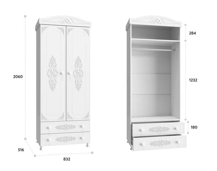 Шкаф Ассоль белого цвета