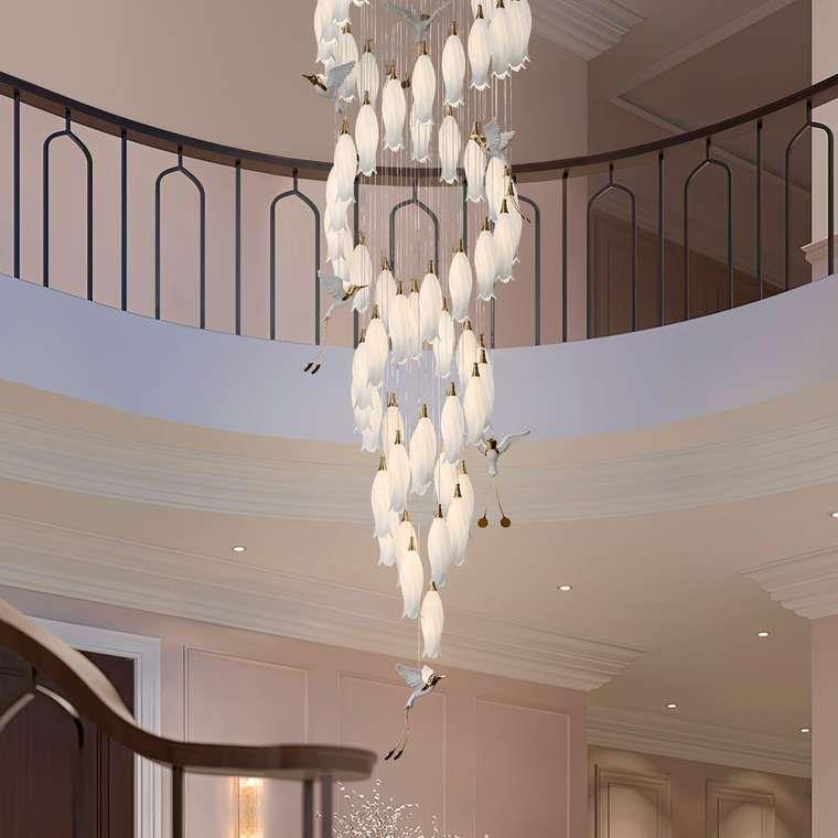 Люстра Cloyd ARGANA C60 / выс. 293 см- керамика, фарфор - белый