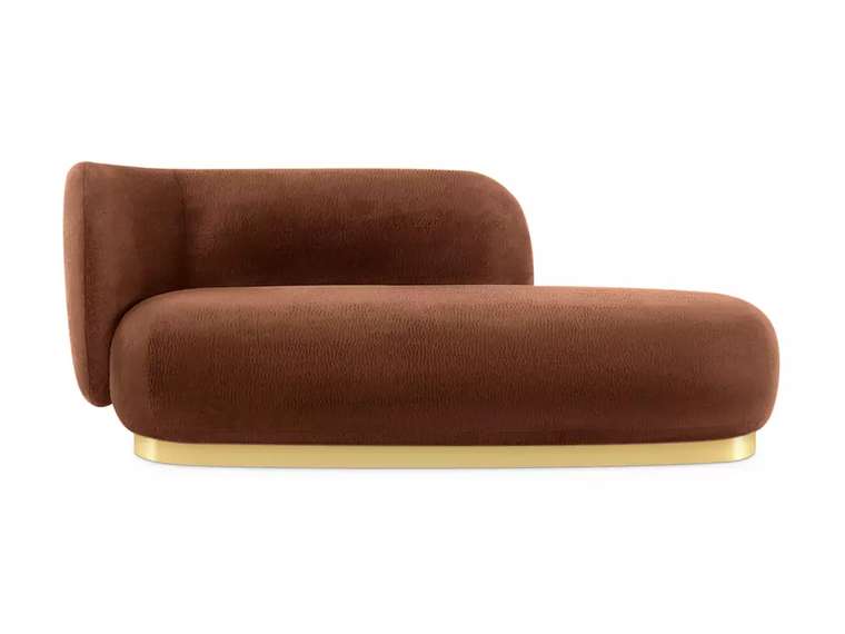 Кушетка Lucca темно-коричневого цвета с золотого основанием левая