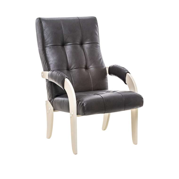 Кресло Спринг в обивке из экокожи черного цвета
