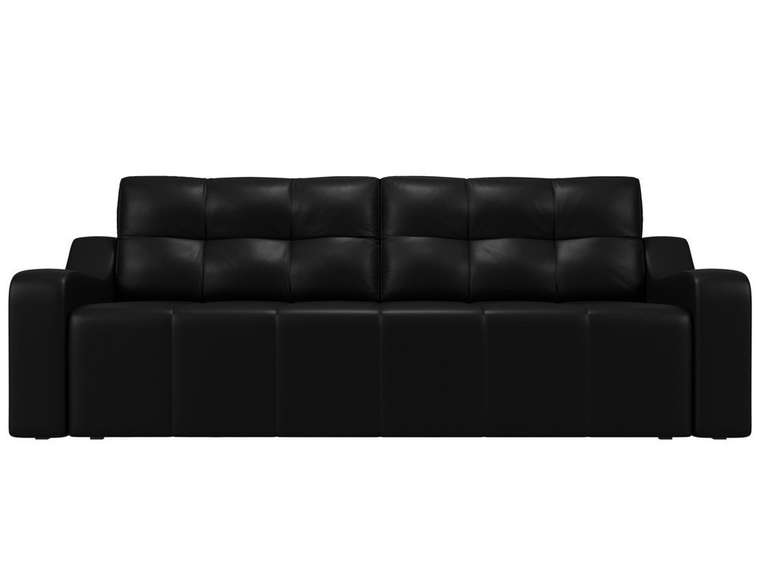 Прямой диван-кровать Итон черного цвета (экокожа)