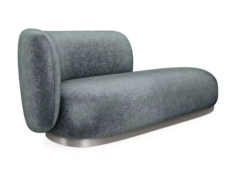 Кушетка-диван Lucca темно-зеленого цвета с металлической серой лентой левая