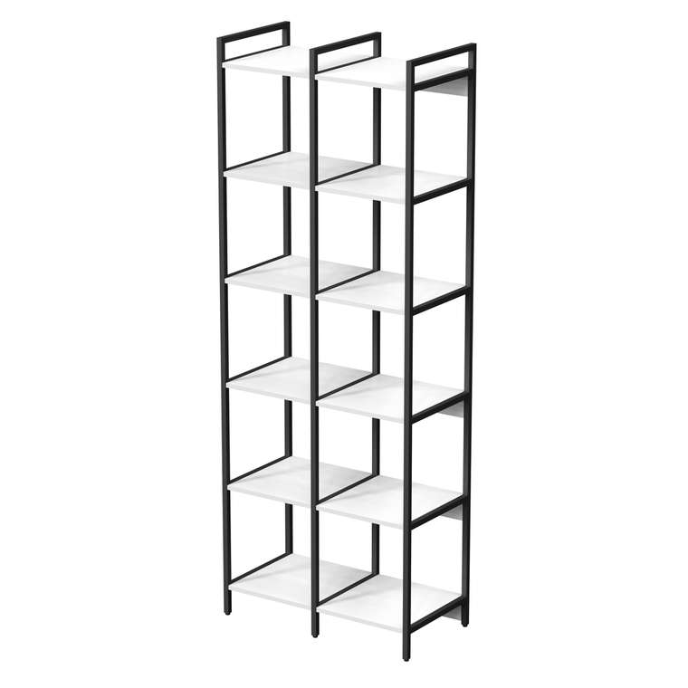 Стеллаж 10СВД.6.400 высокий двойной 6 полок белого цвета